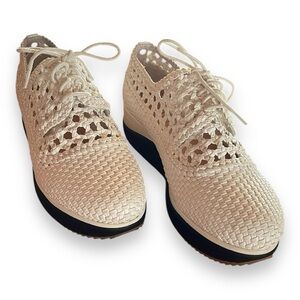 Donald Pliner Women's 6 Lillo Bone Oxford Platform Woven Shoes